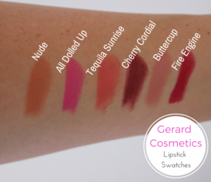 Gerard Cosmetics Lipstick Swatches